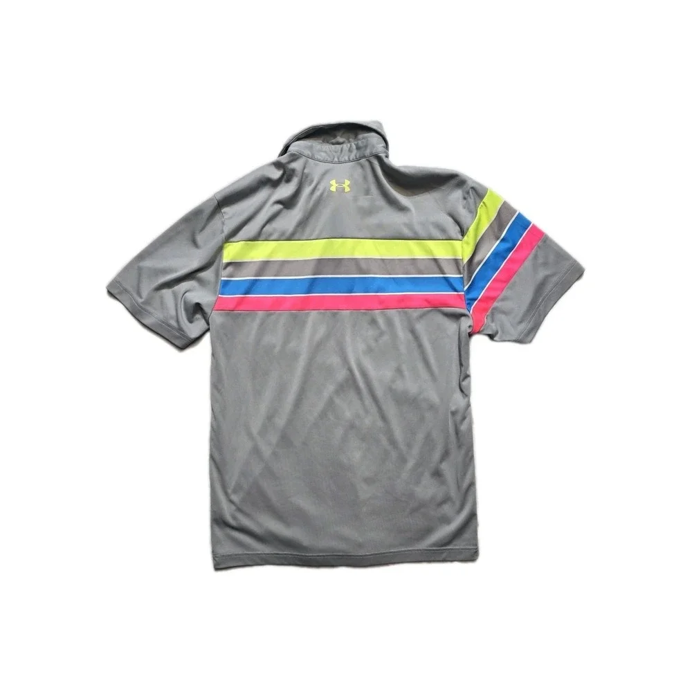 UNDER ARMOUR  Men's‎ Small Golf Polo Heat Gear Gray Multicolor Stripe Loose.